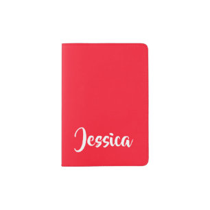 Bright red solid plain passport holder