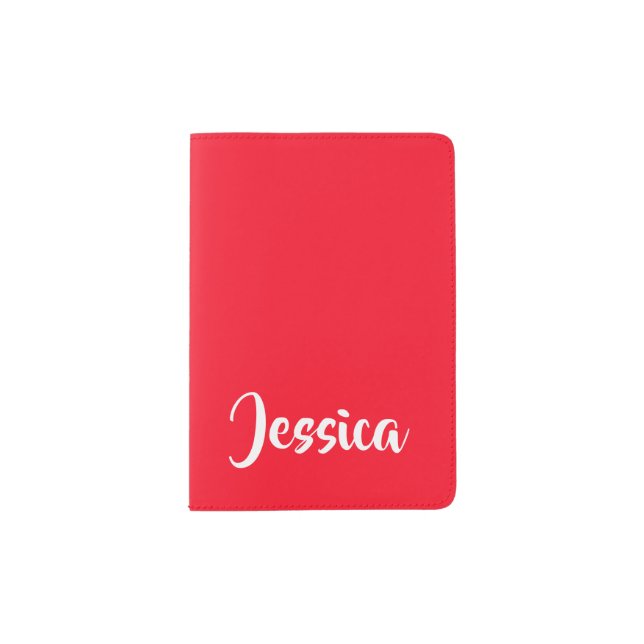 Bright red solid plain passport holder (Front)