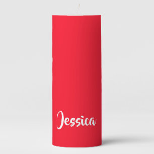 Bright red solid plain pillar candle