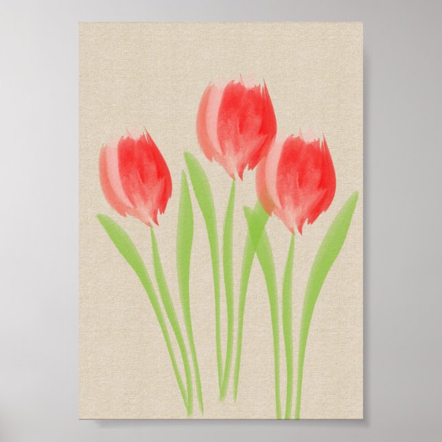 Bright Red Spring Tulips Poster (Front)