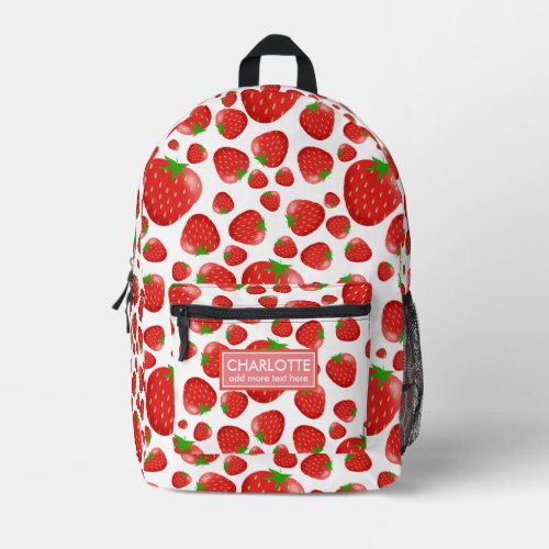 Bright Red Strawberry Seamless Pattern Printed Backpack