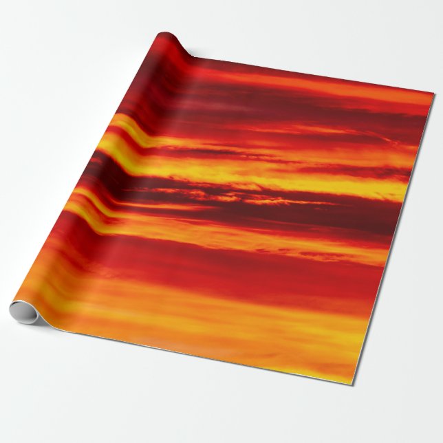 Bright Red Sunset Wrapping Paper (Unrolled)