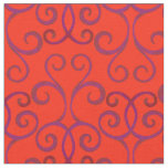 Bright Red Swirly Damask Christmas Pattern Elegant Fabric