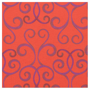 Bright Red Swirly Damask Christmas Pattern Elegant Fabric