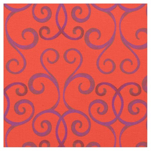Bright Red Swirly Damask Christmas Pattern Elegant Fabric