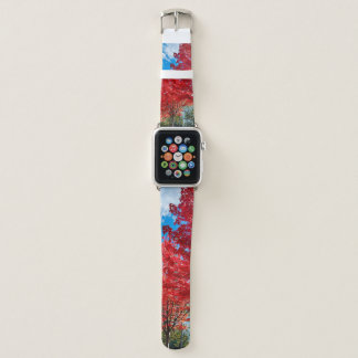 Bright Red Tree Leaves In Autumn Apple Watch Band