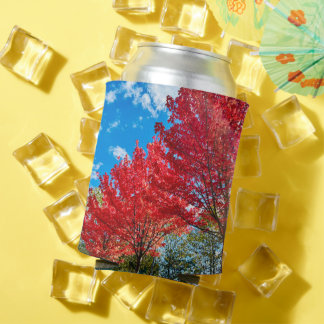 Bright Red Tree Leaves In Autumn Can Cooler