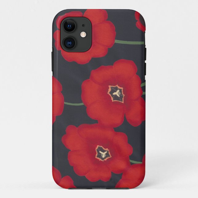 Bright Red Tulips on Black iPhone 5 Cases (Back)