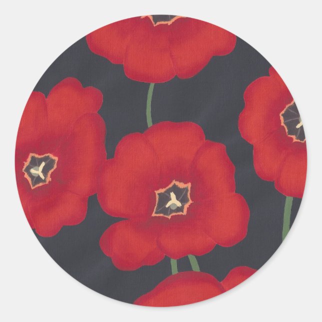 Bright Red Tulips on Black, Stickers (Front)