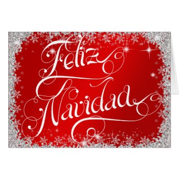 Bright Red Typography Feliz Navidad PERSONALIZED Card 