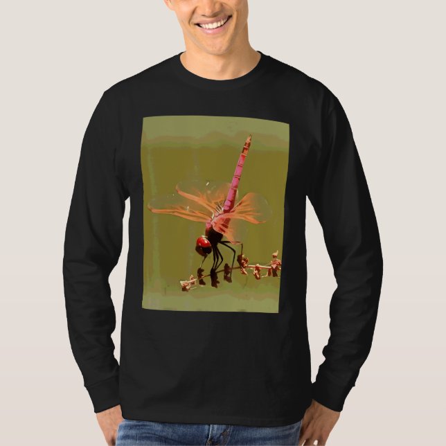 Bright Red Violet Dropwing Isolated On Green Paint T-Shirt (Front)