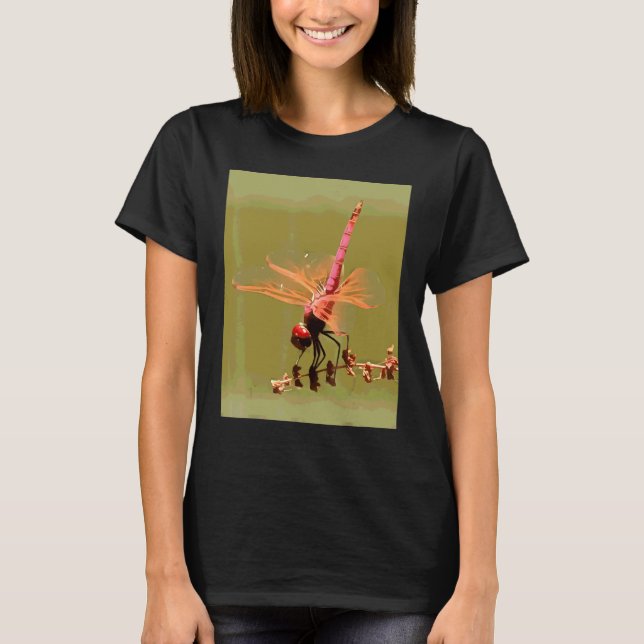 Bright Red Violet Dropwing Isolated On Green Paint T-Shirt (Front)