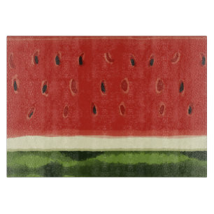 Bright Red Watercolor Watermelon Cutting Board