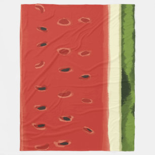 Bright Red Watercolor Watermelon Fleece Blanket