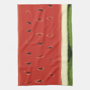 Bright Red Watercolor Watermelon Kitchen Towels