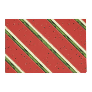 Bright Red Watercolor Watermelon Laminate Placemat
