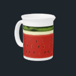 Bright Red Watercolor Watermelon Porcelain Pitcher<br><div class="desc">Summer barbecues,  picnics in the park,  taking in the ocean waves on a warm,  sandy beach - and a ripe,  juicy slice of watermelon.  This One in a Melon design features a bright red sliced watermelon in a washed watercolor style.  Grab a slice and enjoy the fun!</div>