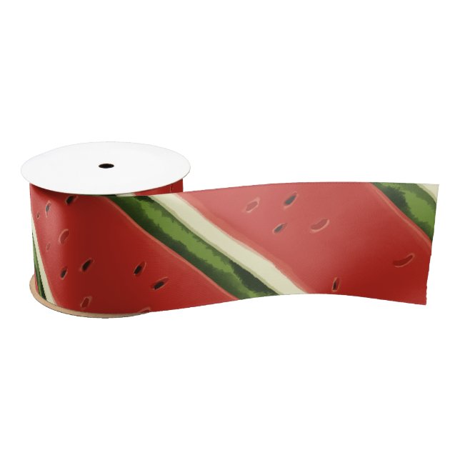 Bright Red Watercolor Watermelon Ribbon (Spool)