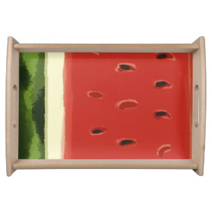 Bright Red Watercolor Watermelon Serving Tray