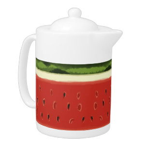 Bright Red Watercolor Watermelon Teapot