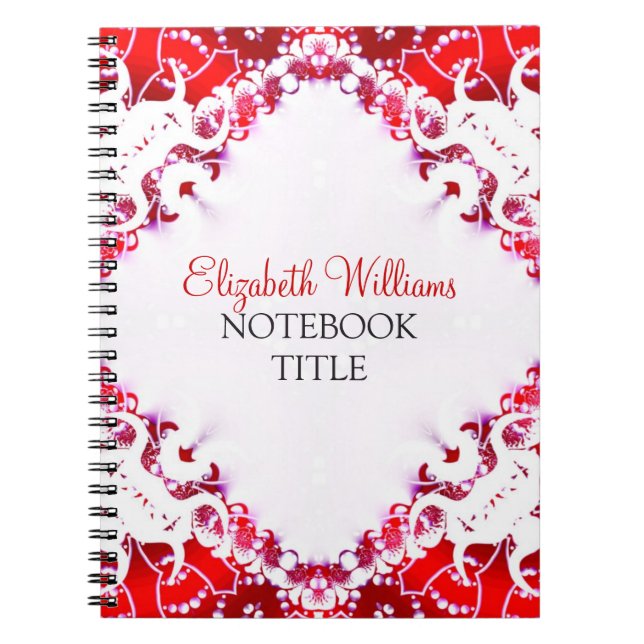 Bright Red + White Diamond Batik Notebook (Front)