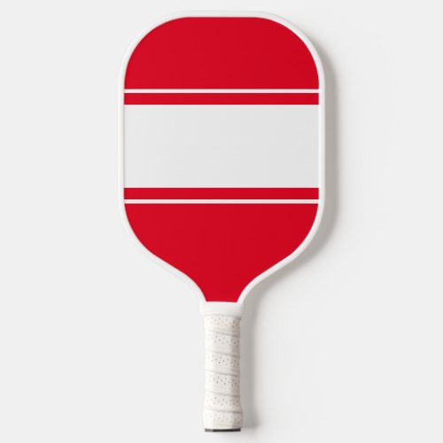 Bright Red Wide White Horizontal Racing Stripes Pickleball Paddle