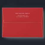 Bright Red with Classic Typography Return Address Envelope<br><div class="desc">Make a striking first impression with these bright red envelopes featuring elegant, classic typography. The bold red background adds a vibrant touch, while the serif-style fonts bring a timeless appeal. Ideal for holiday cards, wedding invites, or business mail. Add your name and address to the top left corner for a...</div>