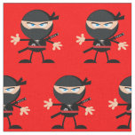 Bright Red with Ninjas Fabric
