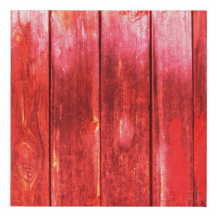 Bright red wood wall plank texture. Wood texture w Faux Canvas Print