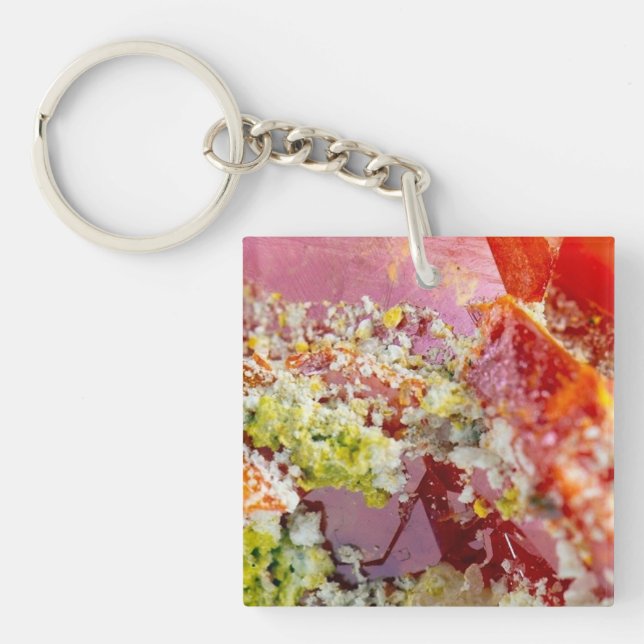Bright Red Wulfenite Specimen Keychain (Front)