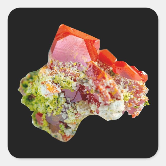 Bright Red Wulfenite Specimen  Square Sticker (Front)