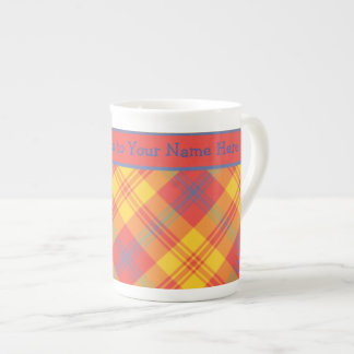 Bright Red Yellow and Blue Plaid Bone China Mug