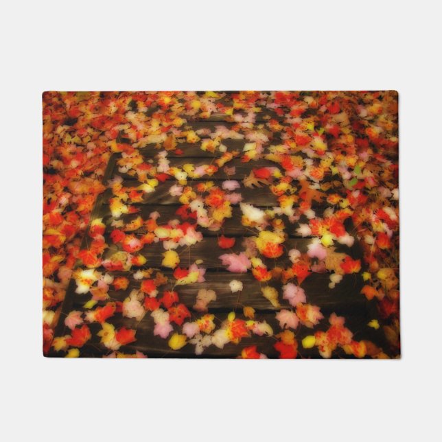 Bright Red Yellow Autumn Maple Leaves Doormat (Front)