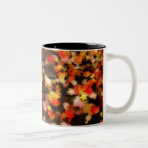 Bright Red Yellow Autumn Maple Leaves Two_Tone Coffee Mug