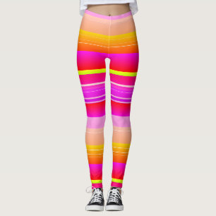 Bright red yellow creative striped Leggings