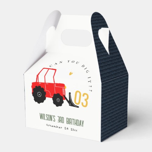 Bright Red Yellow Digger Kids Any Age Birthday Favor Boxes