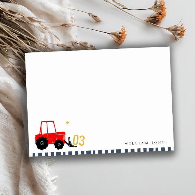 Bright Red Yellow Digger Kids Any Age Birthday Note Card (Creator Uploaded)