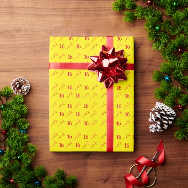Bright Red & Yellow Floral  Wrapping Paper (Holiday Gift)