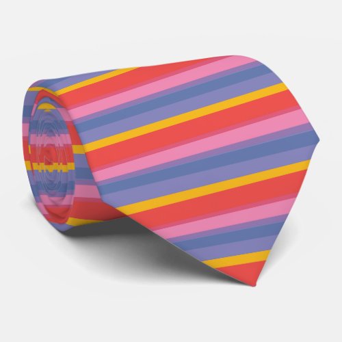 Bright Red Yellow Pink Blue and Purple Stripes Tie