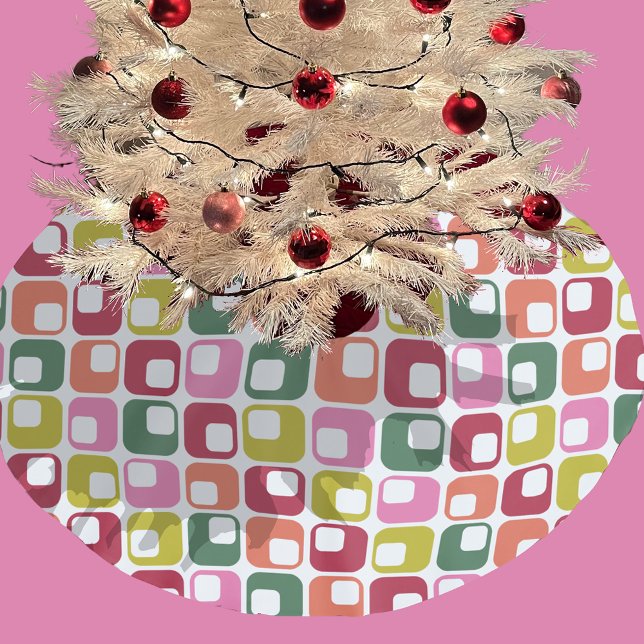 Bright Retro 1970s Geometric Pattern Christmas Brushed Polyester Tree Skirt (Creator Uploaded)