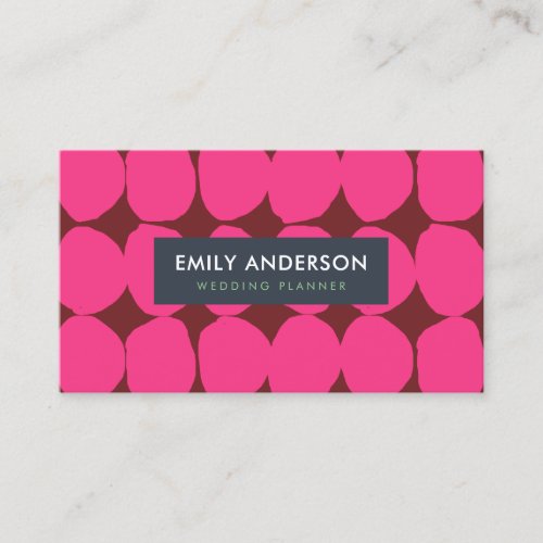 BRIGHT RETRO BIG HAND DRAWN PINK MAROON POLKA DOTS BUSINESS CARD