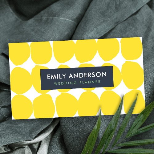 BRIGHT RETRO BIG HAND DRAWN YELLOW POLKA DOTS BUSINESS CARD