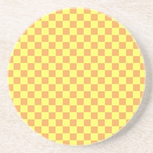 Bright Retro Checkerboard Design Coaster (Front)