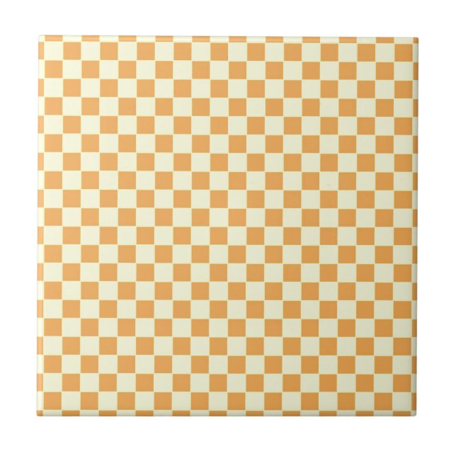 Bright Retro Checkerboard Design Tile (Front)