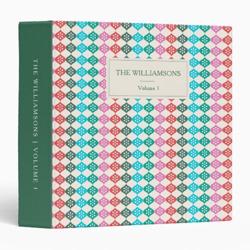 Bright Retro Christmas Personalized Family Name 3 Ring Binder