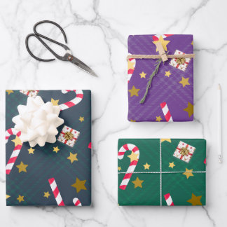 Bright Retro Christmas Wrapping Paper Sheets