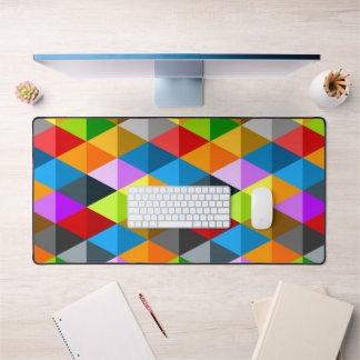 Bright retro colorful triangles pattern desk mat