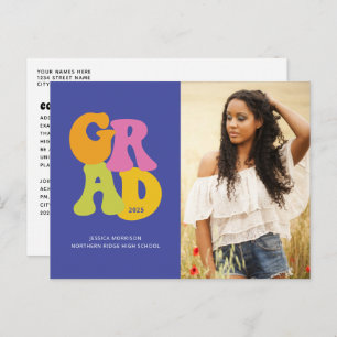 Bright Retro Design 2025 Photo Graduation Postcard