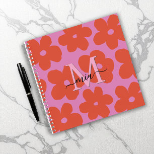 Bright Retro Floral Monogram Notebook