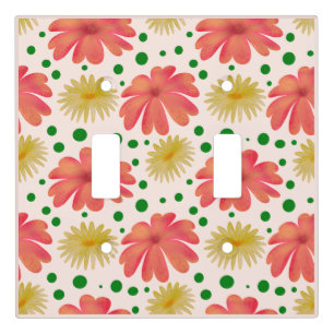 Bright Retro Floral Seamless Pattern Light Switch Cover
